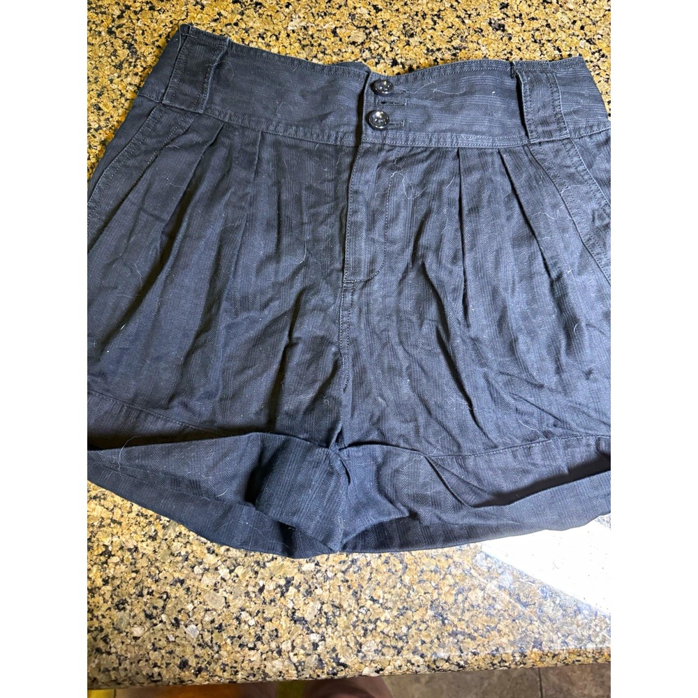 Marc by Marc Jacobs Bermuda Shorts 6 Black High Rise Pleated Herringbone 0217